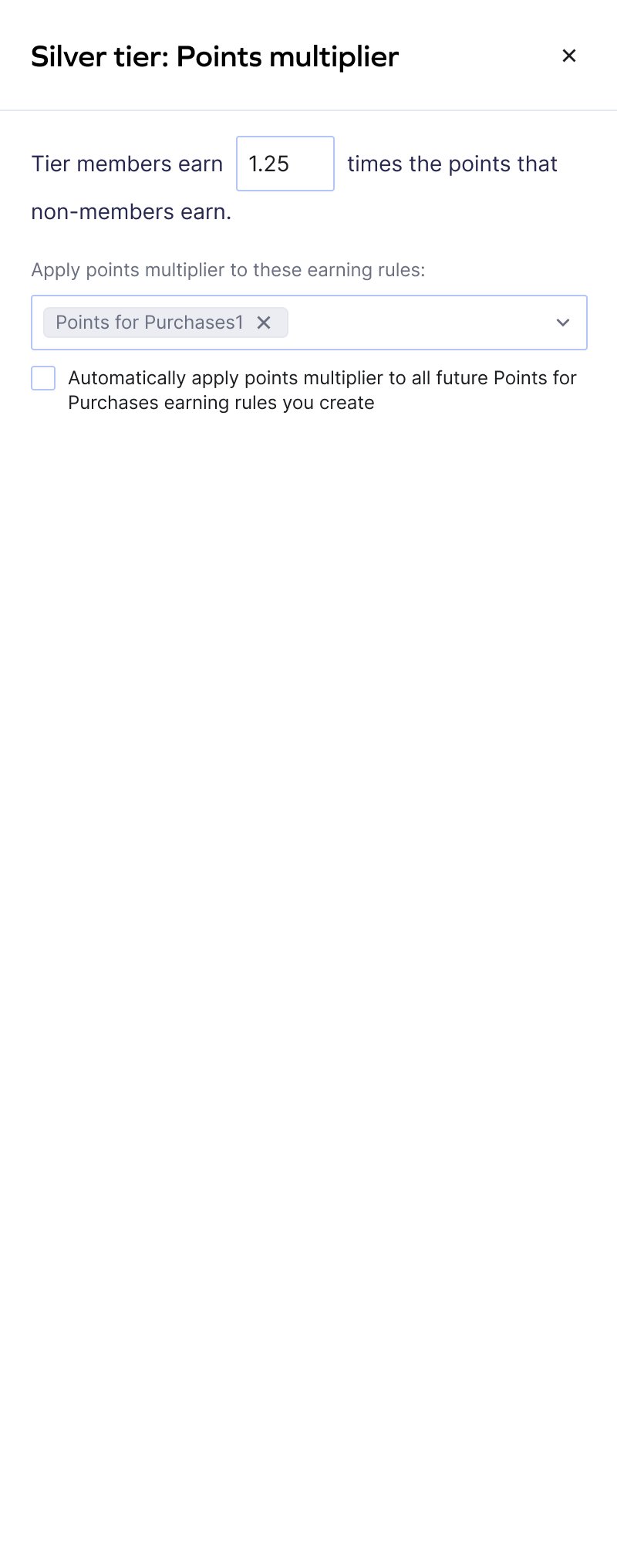 Side Panel - Points multiplier configuration